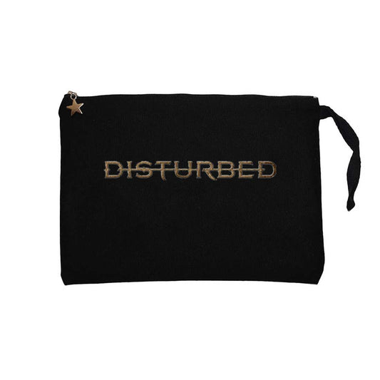 Disturbed Text Siyah Clutch Astarlı Cüzdan / El Çantası