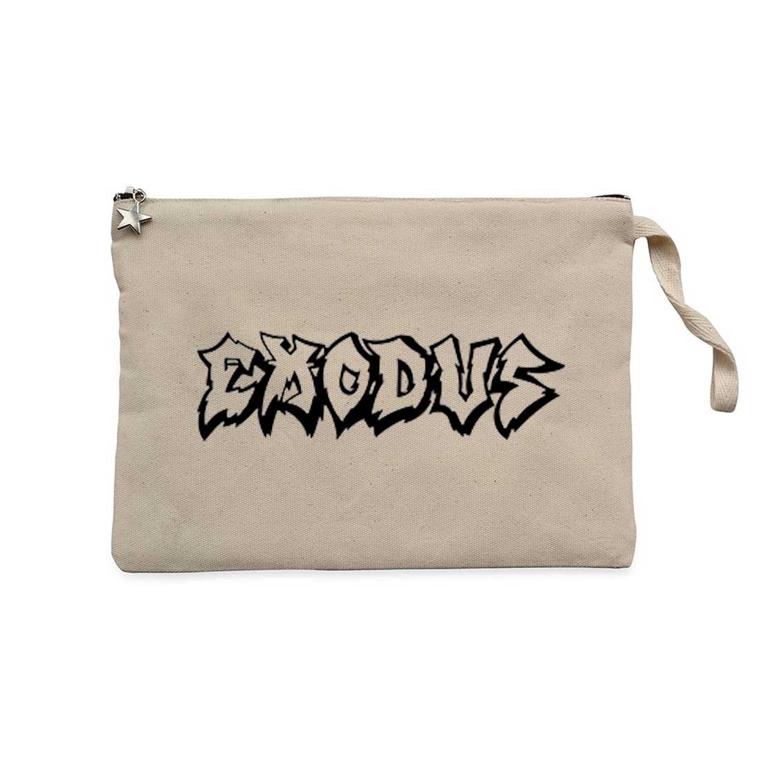 Exodus Text Krem Clutch Astarlı Cüzdan / El Çantası