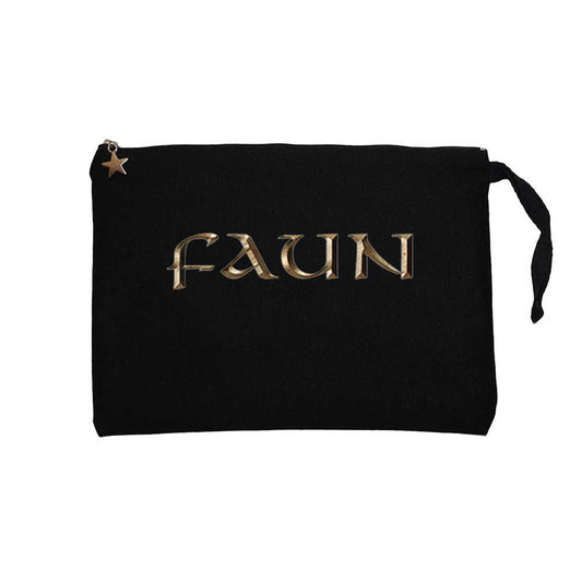 Faun Color Logo Siyah Clutch Astarlı Cüzdan / El Çantası
