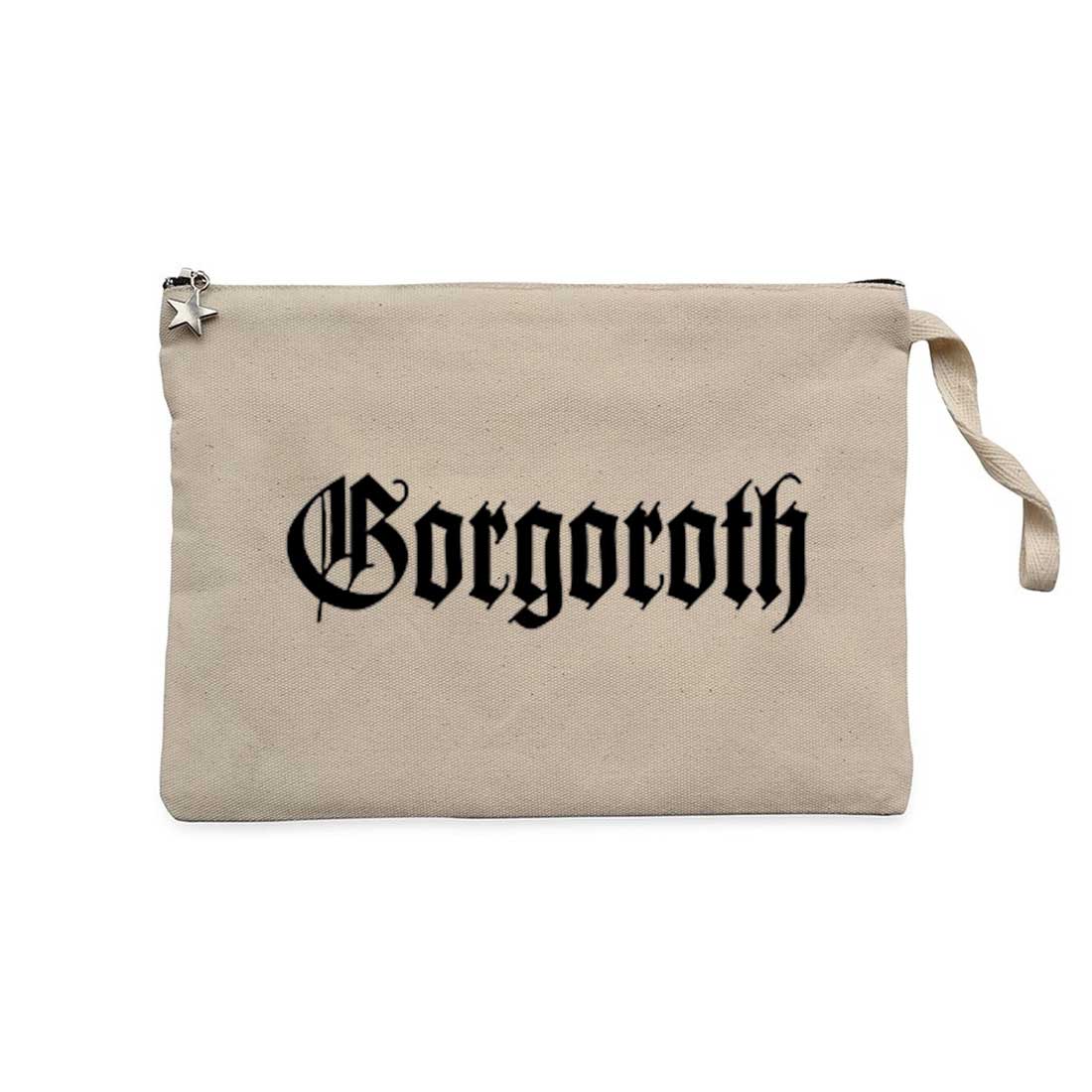 Gorgoroth Text Logo Krem Clutch Astarlı Cüzdan / El Çantası