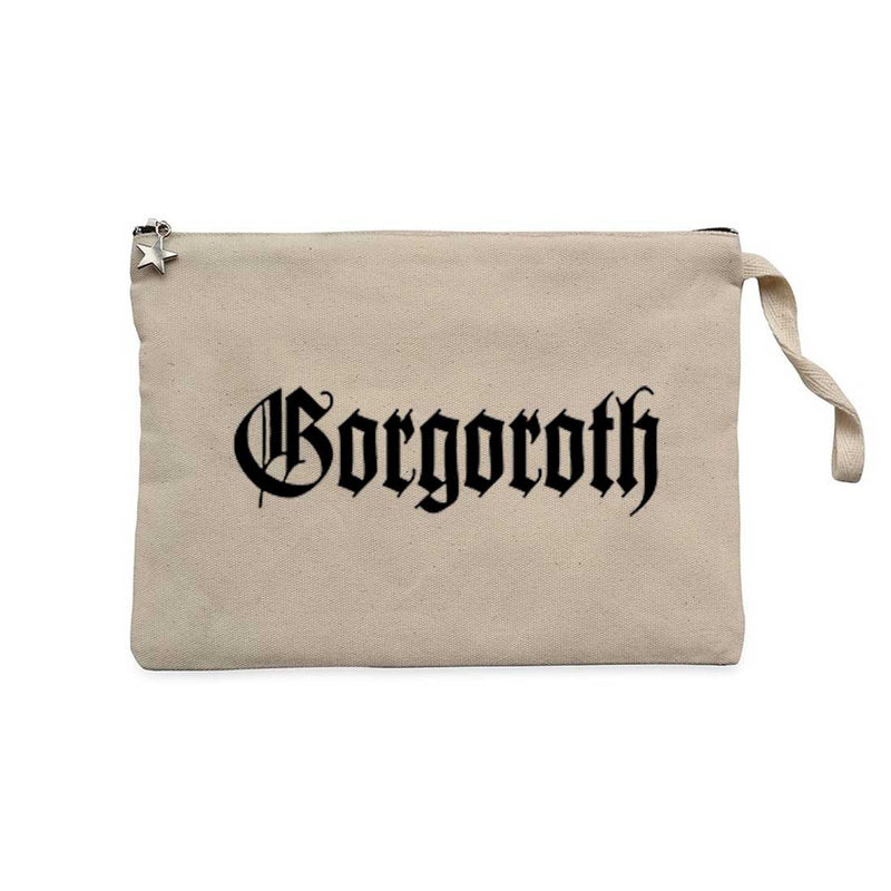 Gorgoroth Text Logo Krem Clutch Astarlı Cüzdan / El Çantası