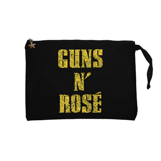 Guns N Rose Text Yellow Siyah Clutch Astarlı Cüzdan / El Çantası