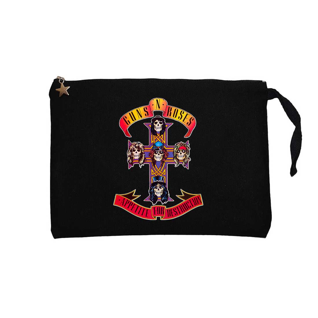 Guns N Roses Appetite for Destruction Siyah Clutch Astarlı Cüzdan / El Çantası