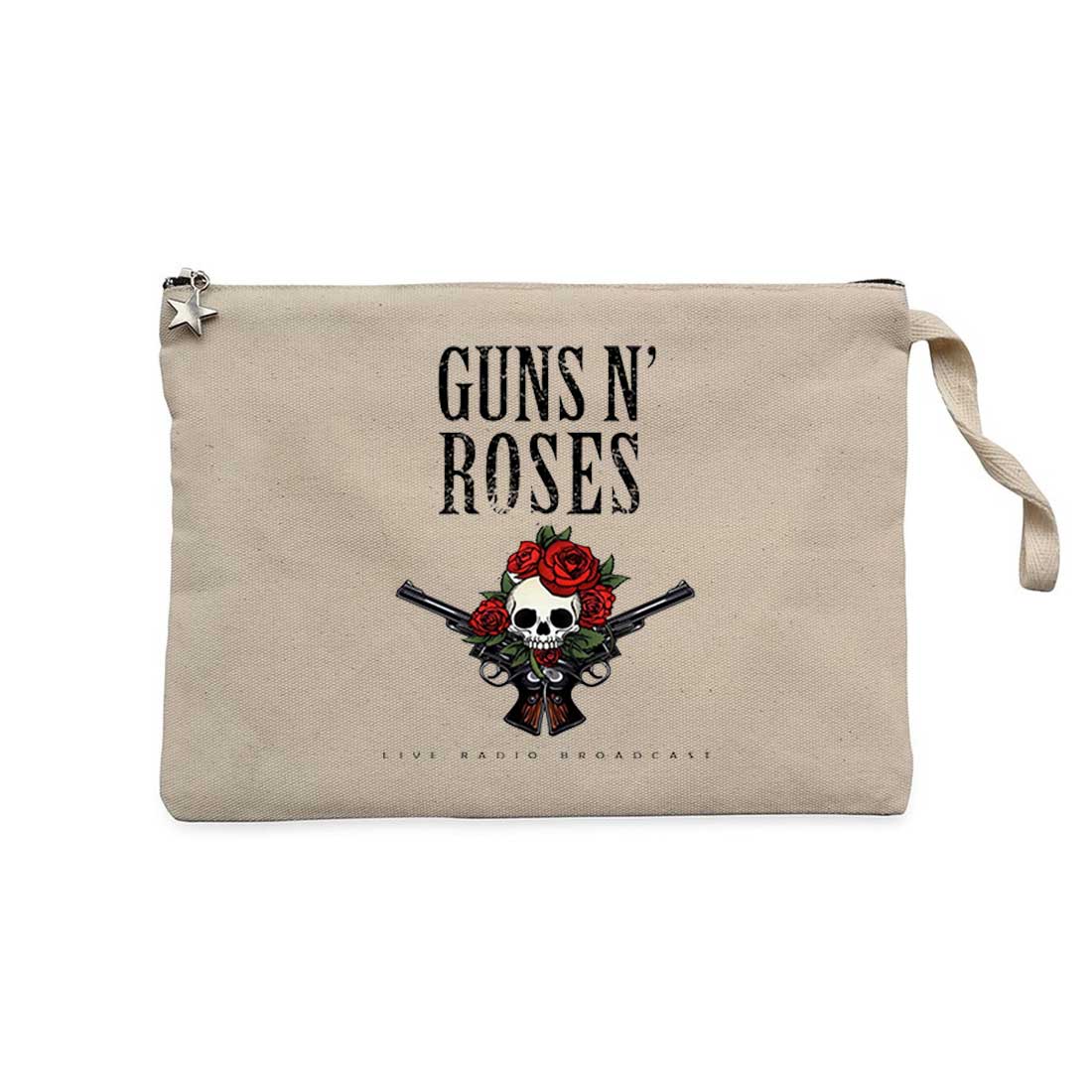 Guns N Roses Live Radio Broadcast Krem Clutch Astarlı Cüzdan / El Çantası