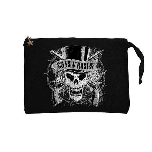 Guns N Roses Vintage Dameged Siyah Clutch Astarlı Cüzdan / El Çantası