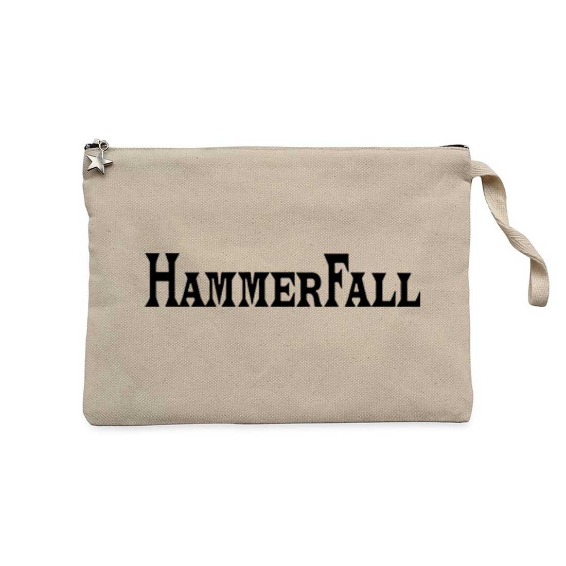 Hammerfall Text Krem Clutch Astarlı Cüzdan / El Çantası