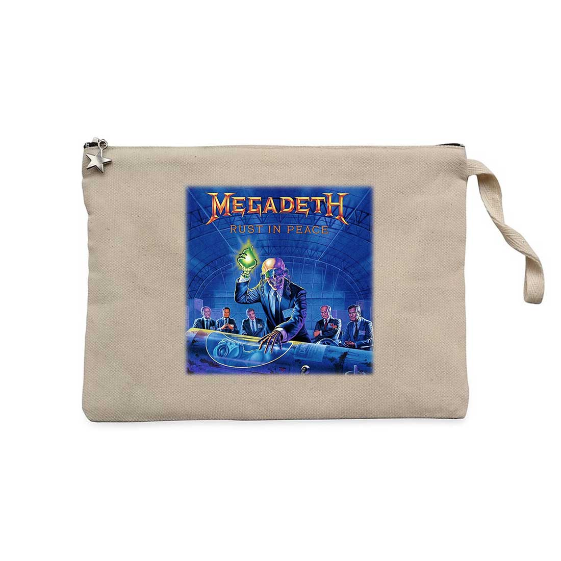 Megadeth Rust in Peace Krem Clutch Astarlı Cüzdan / El Çantası