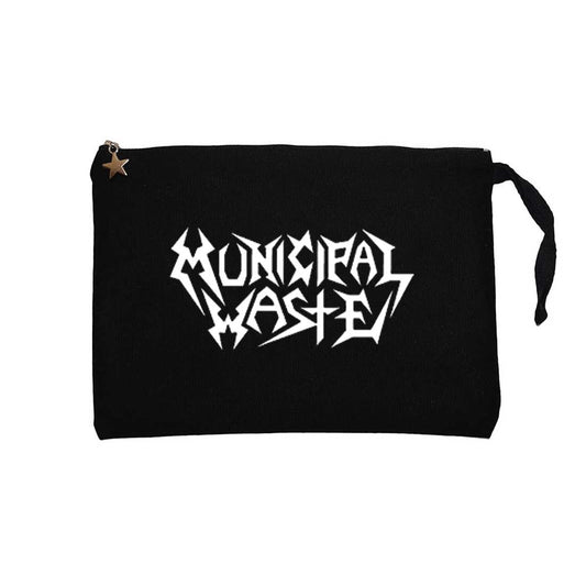 Municipal Waste Text Siyah Clutch Astarlı Cüzdan / El Çantası