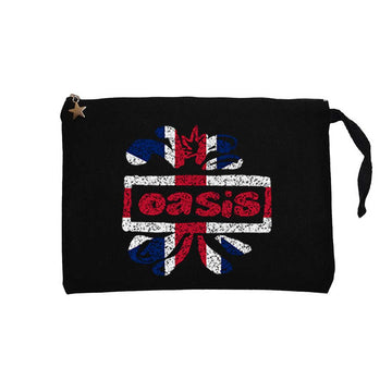 Oasis Logo Siyah Clutch Astarlı Cüzdan / El Çantası