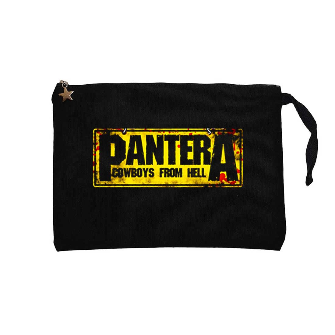 Pantera Cowboys from Hell Text Siyah Clutch Astarlı Cüzdan / El Çantası