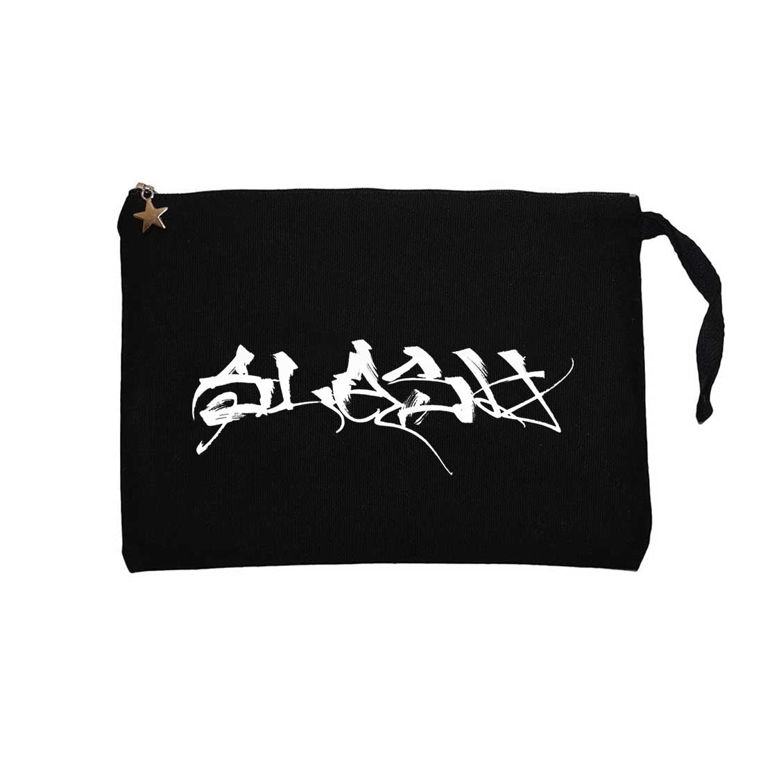 Slash Logo Siyah Clutch Astarlı Cüzdan / El Çantası