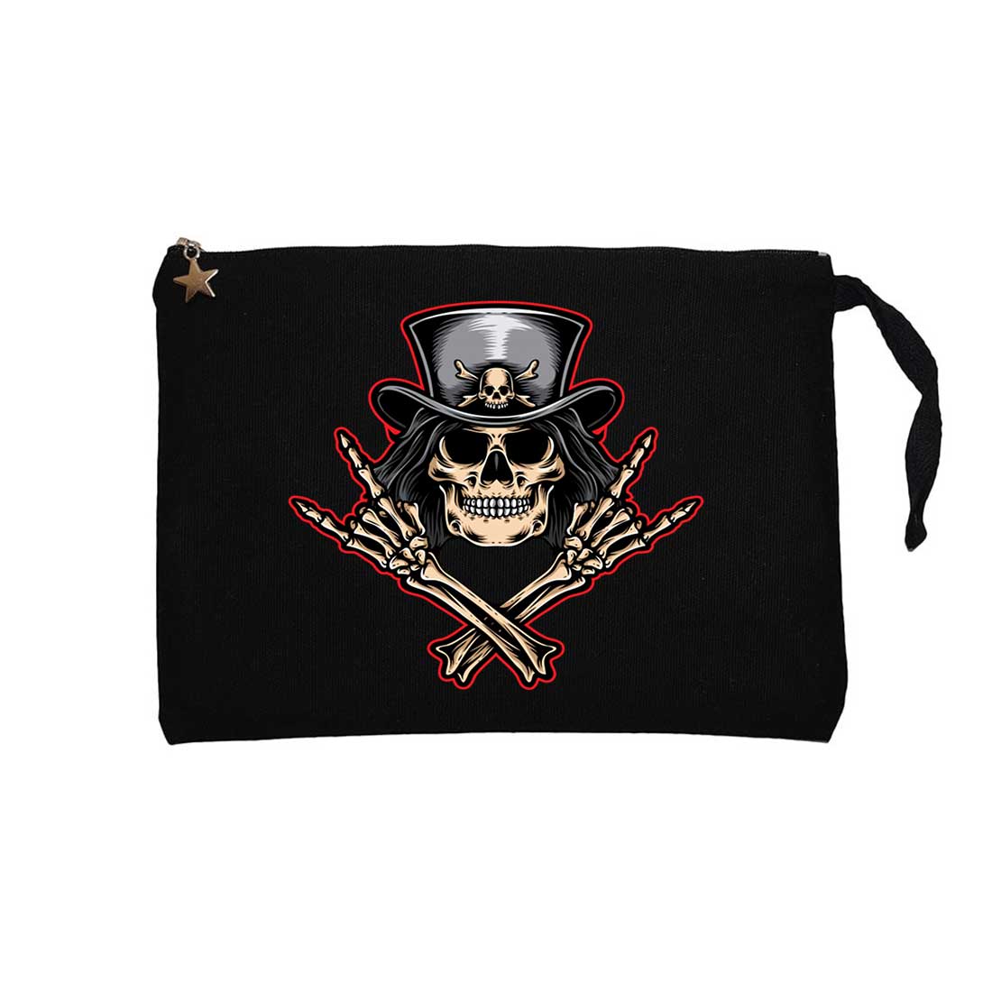 Slash Skull Siyah Clutch Astarlı Cüzdan / El Çantası