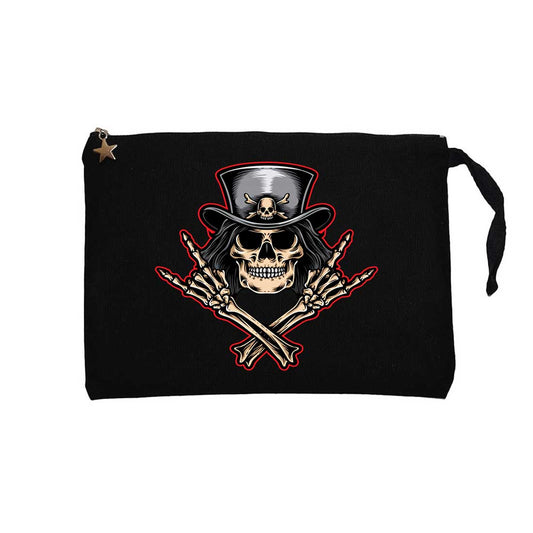 Slash Skull Siyah Clutch Astarlı Cüzdan / El Çantası