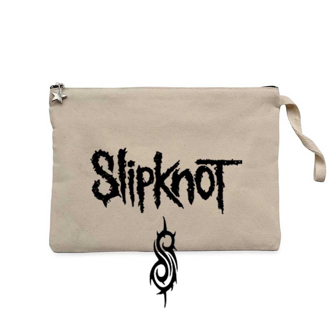 Slipknot Logo Text Krem Clutch Astarlı Cüzdan / El Çantası