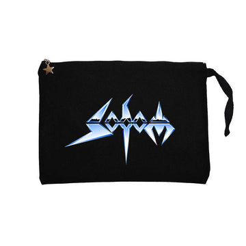 Sodom Logo Siyah Clutch Astarlı Cüzdan / El Çantası