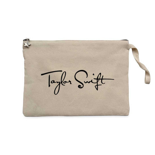 Taylor Swift İmza Krem Clutch Astarlı Cüzdan / El Çantası