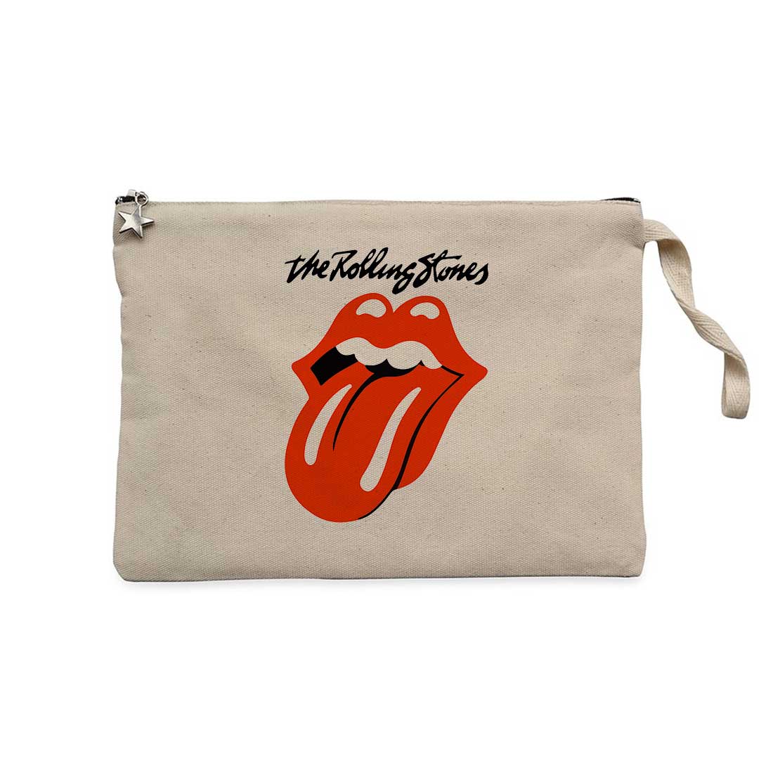 The Rolling Stones Logo Krem Clutch Astarlı Cüzdan / El Çantası