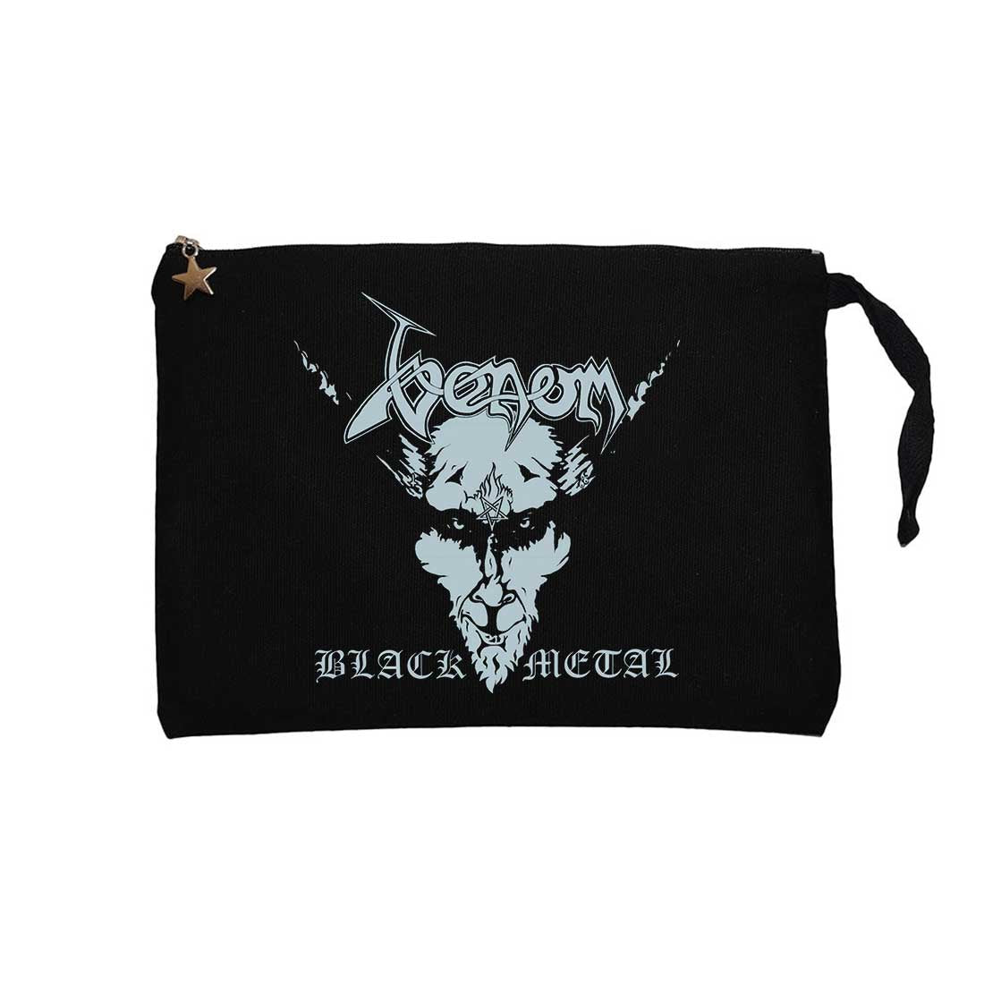 Venom Black Metal Silver Siyah Clutch Astarlı Cüzdan / El Çantası