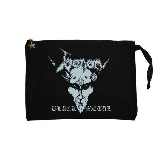 Venom Black Metal Silver Siyah Clutch Astarlı Cüzdan / El Çantası