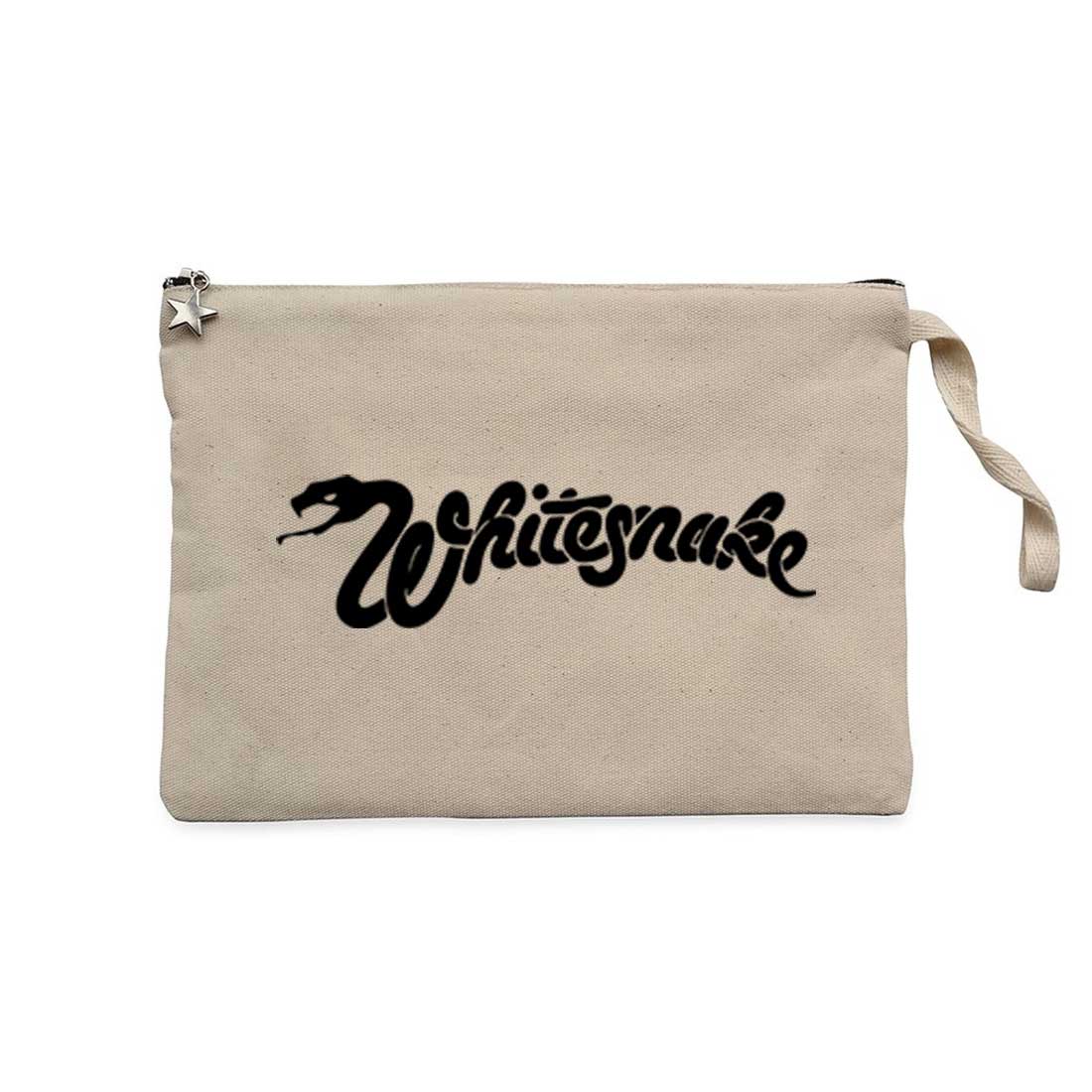 Whitesnake Logo Text Krem Clutch Astarlı Cüzdan / El Çantası