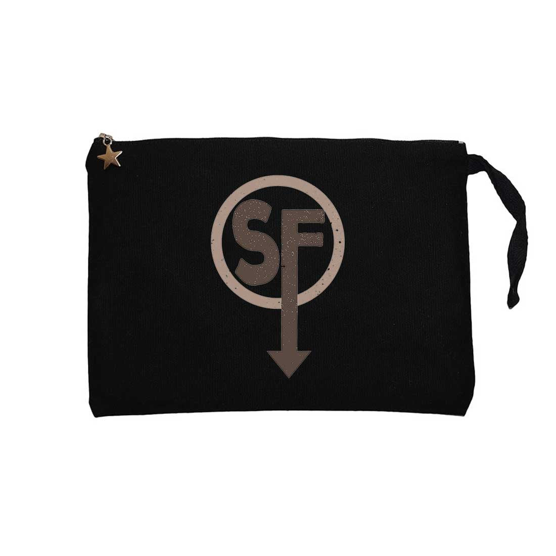 Sanitys Fall Logo Siyah Clutch Astarlı Cüzdan / El Çantası