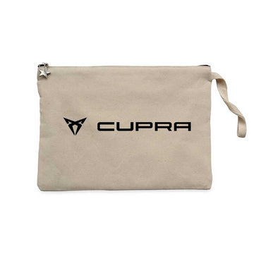 Cupra Text Krem Clutch Astarlı Cüzdan / El Çantası