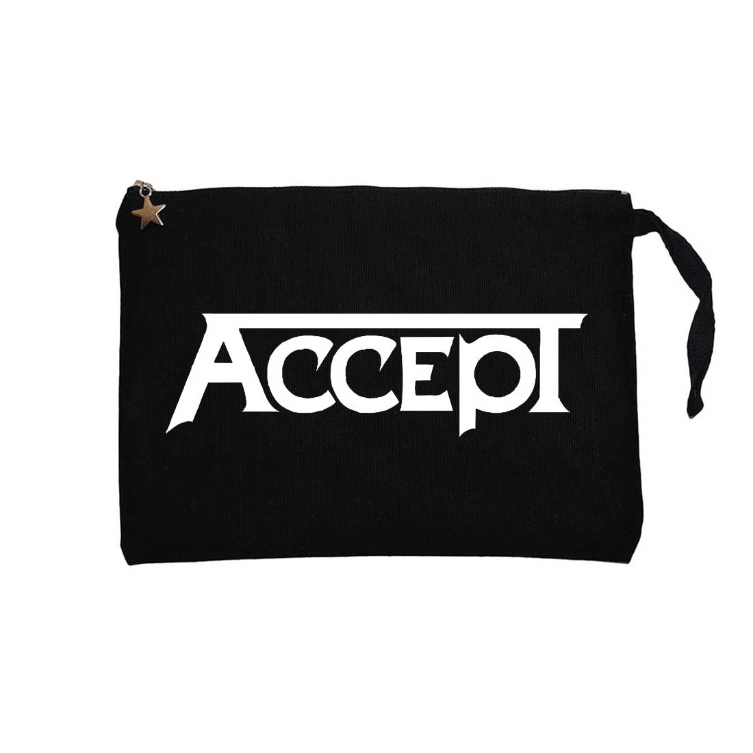 Accept Classic Logo Siyah Clutch Astarlı Cüzdan / El Çantası