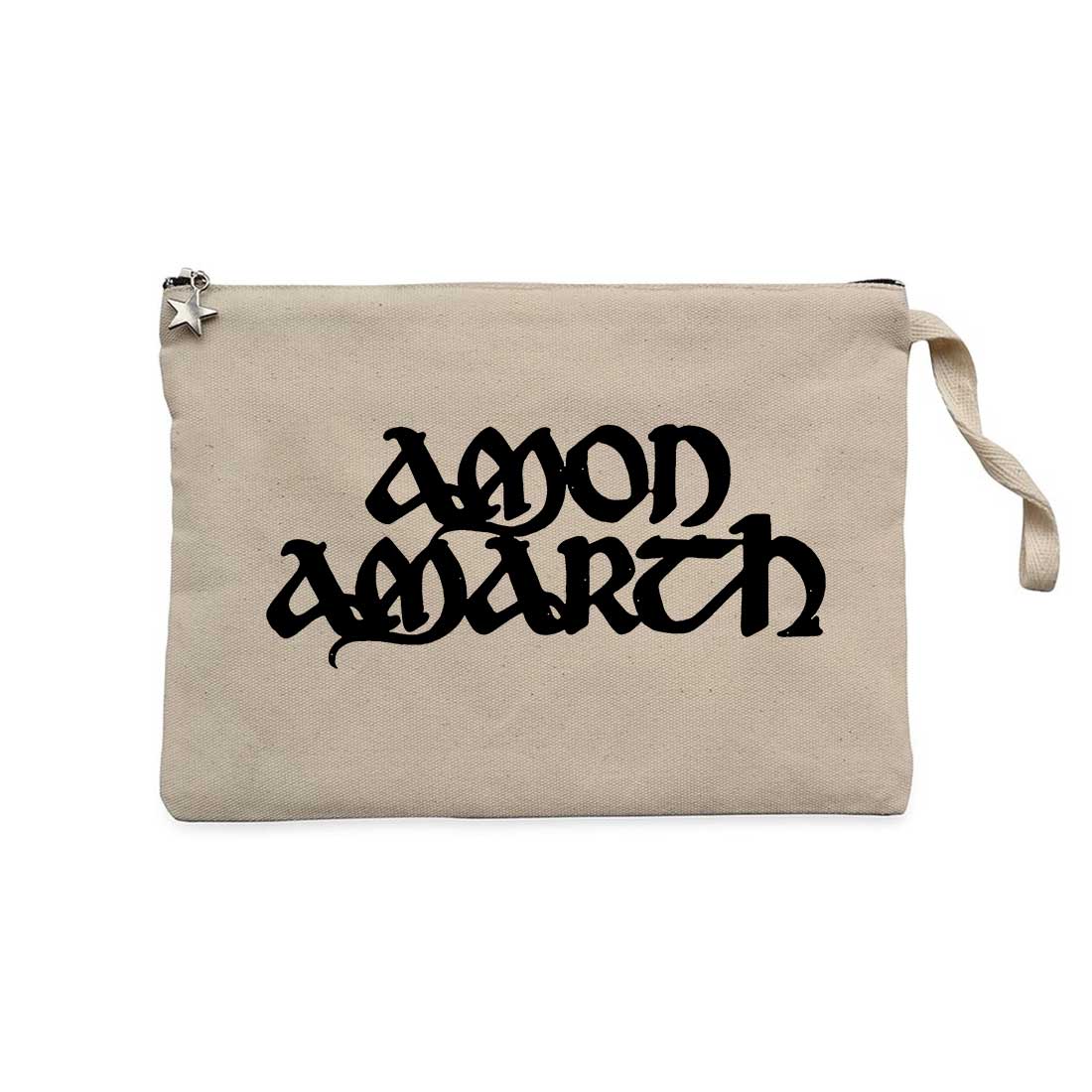 Amon Amarth Text Krem Clutch Astarlı Cüzdan / El Çantası