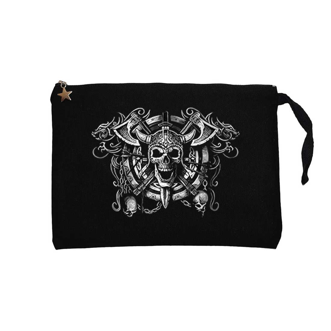 Amon Amarth Vikings Skull Siyah Clutch Astarlı Cüzdan / El Çantası