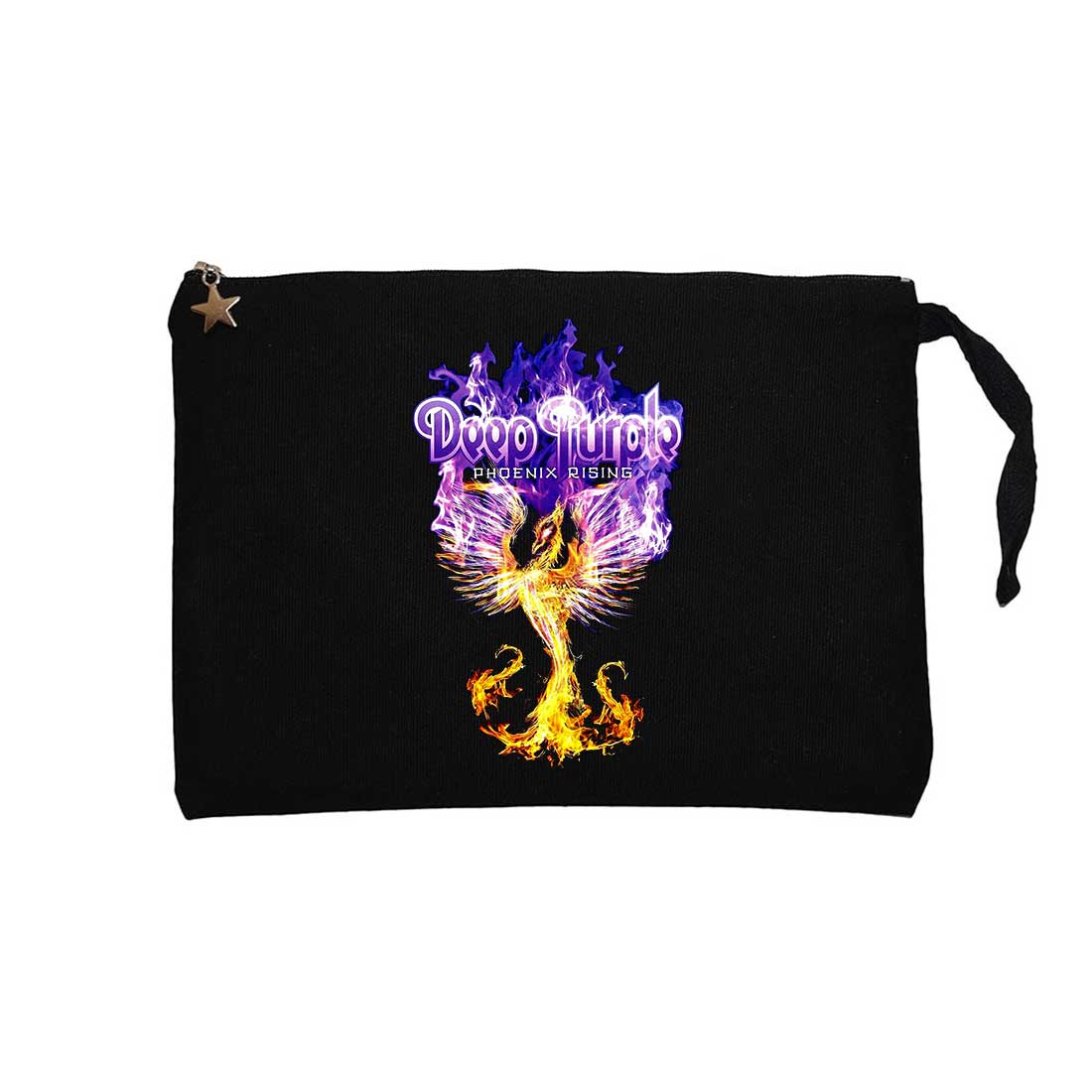 Deep purple Phoenix Rising Siyah Clutch Astarlı Cüzdan / El Çantası