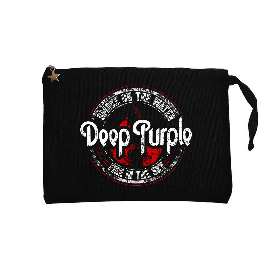 Deep Purple Smoke On The Water Siyah Clutch Astarlı Cüzdan / El Çantası