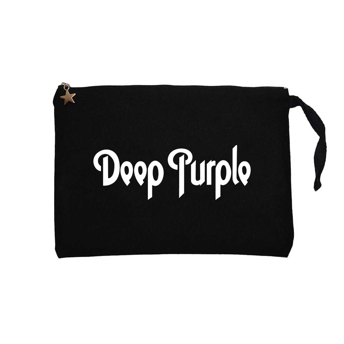 Deep Purple Text Siyah Clutch Astarlı Cüzdan / El Çantası