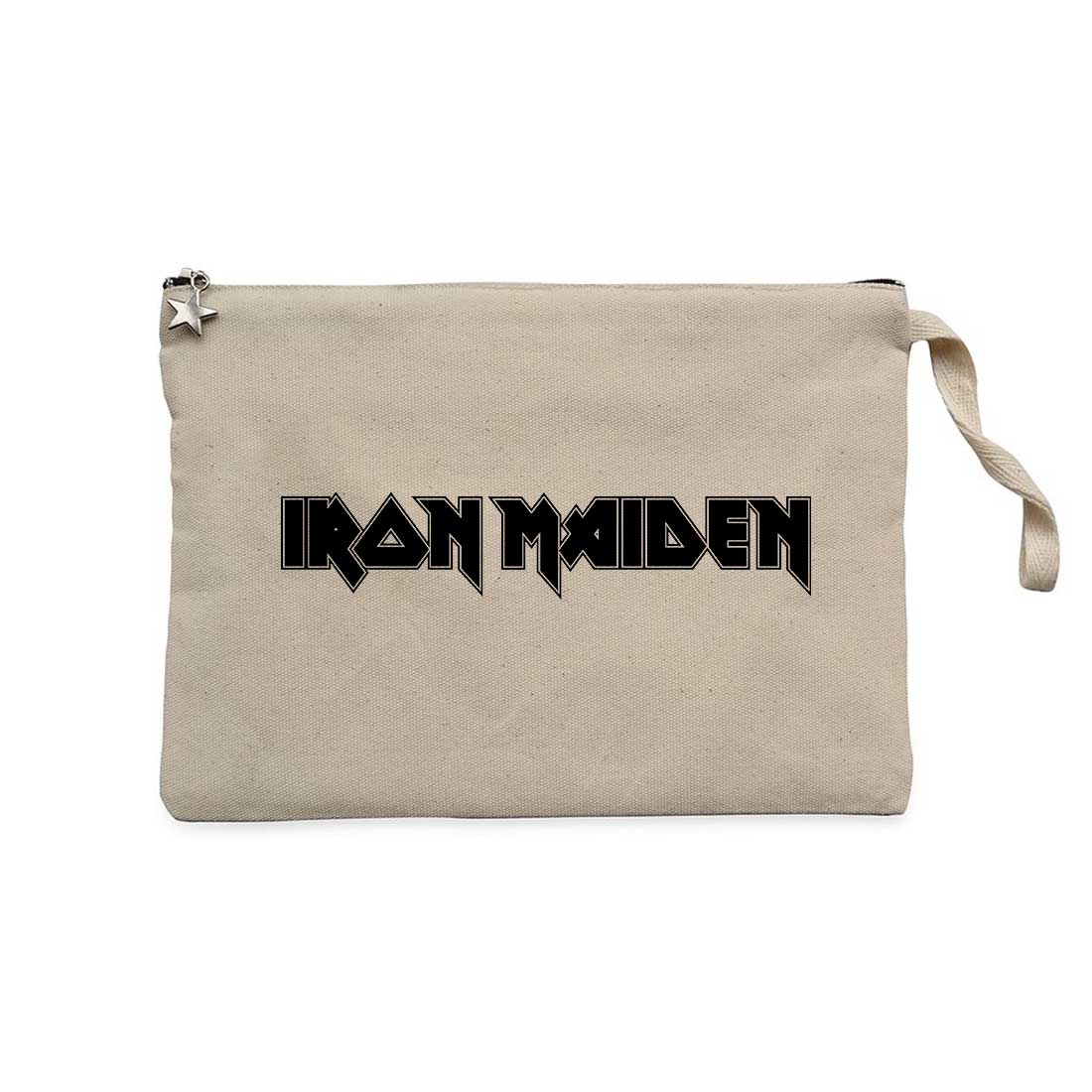 Iron Maiden Black Text Krem Clutch Astarlı Cüzdan / El Çantası