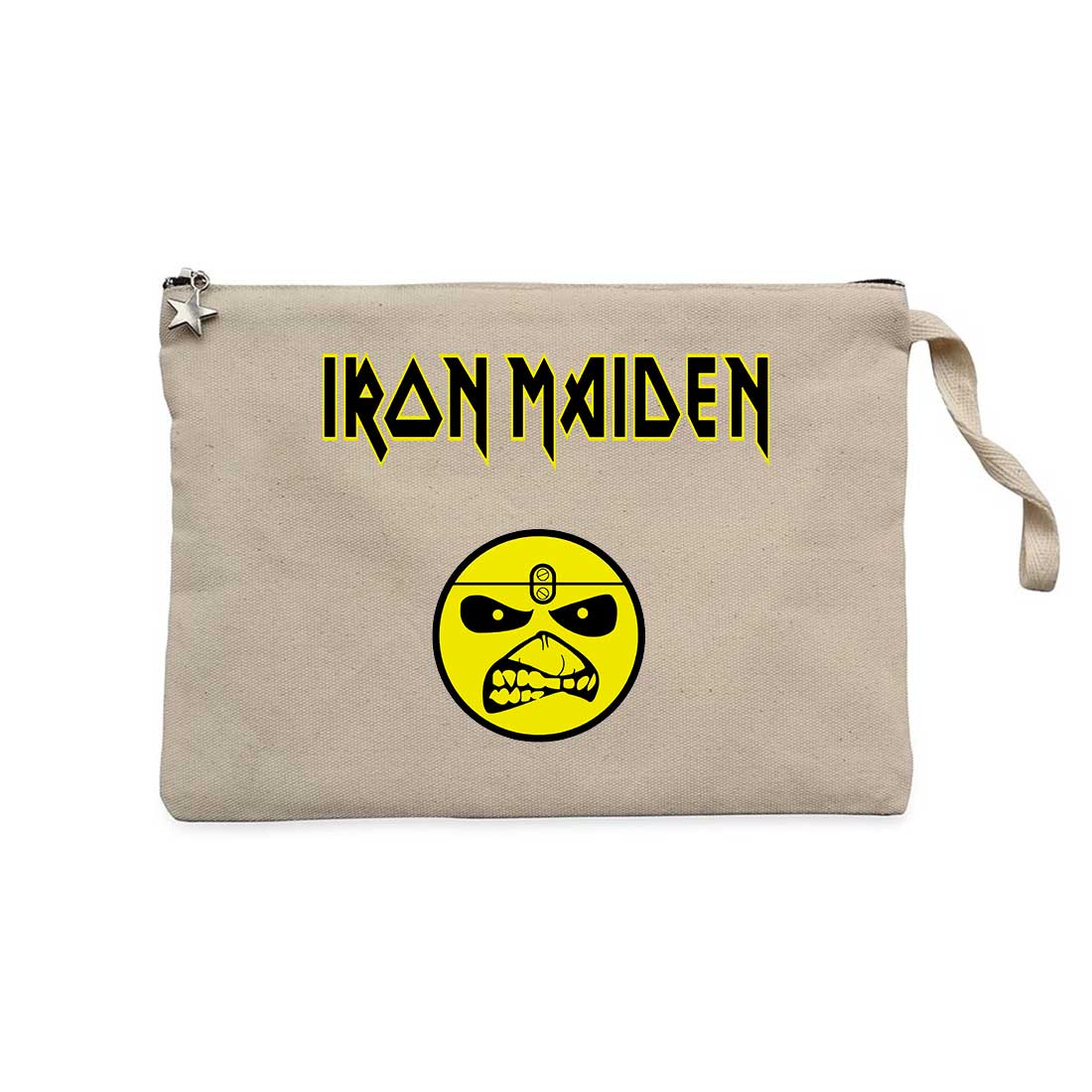 Iron Maiden Face Krem Clutch Astarlı Cüzdan / El Çantası