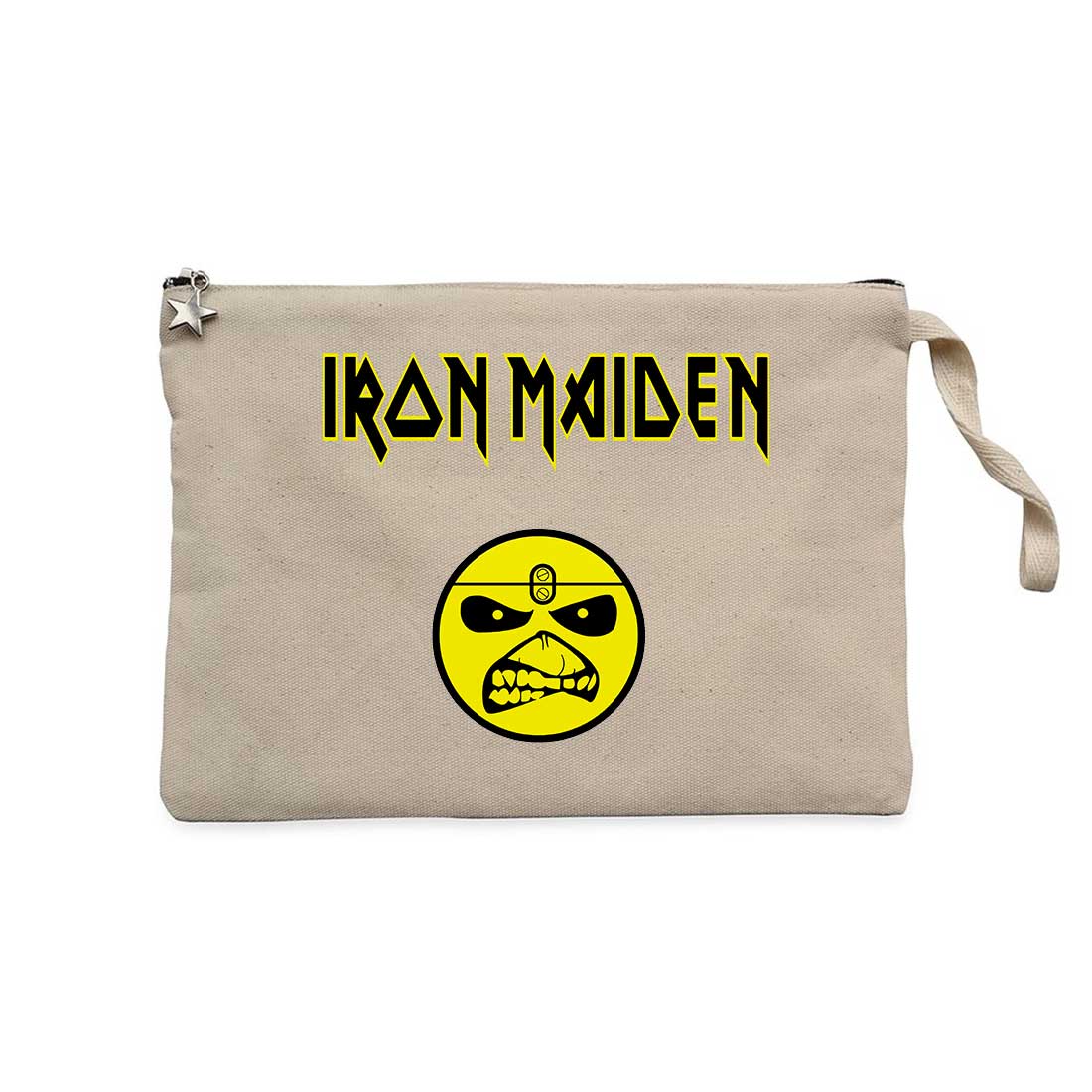 Iron Maiden Face Krem Clutch Astarlı Cüzdan / El Çantası