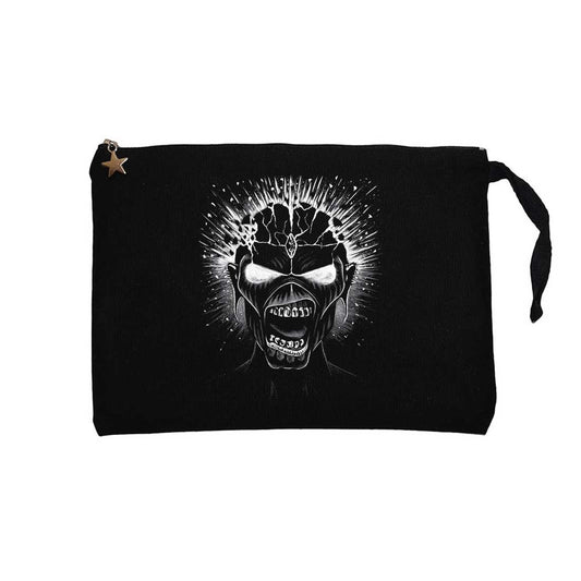 Iron maiden Skull Siyah Clutch Astarlı Cüzdan / El Çantası