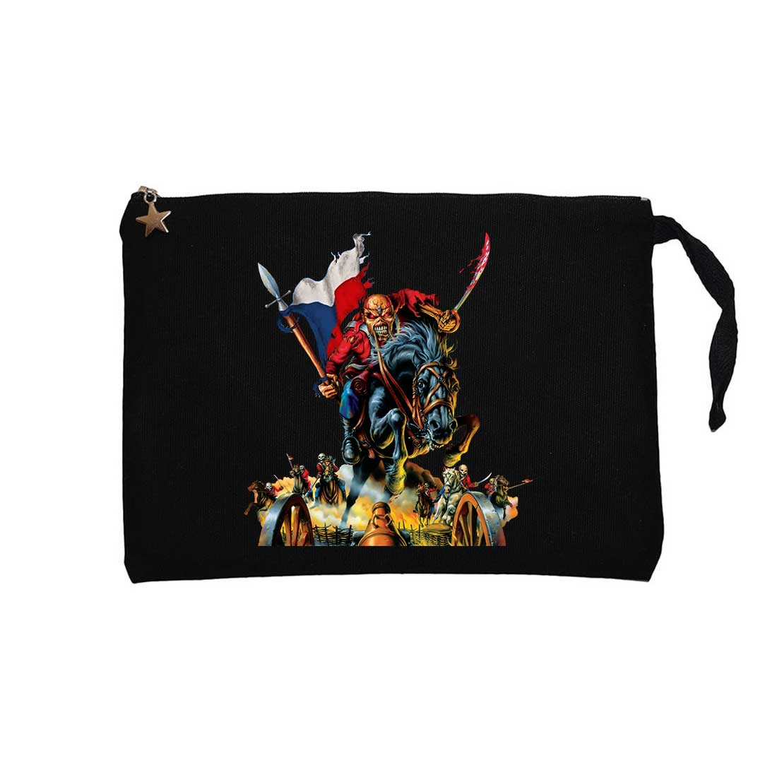 Iron Maiden Warriors Siyah Clutch Astarlı Cüzdan / El Çantası