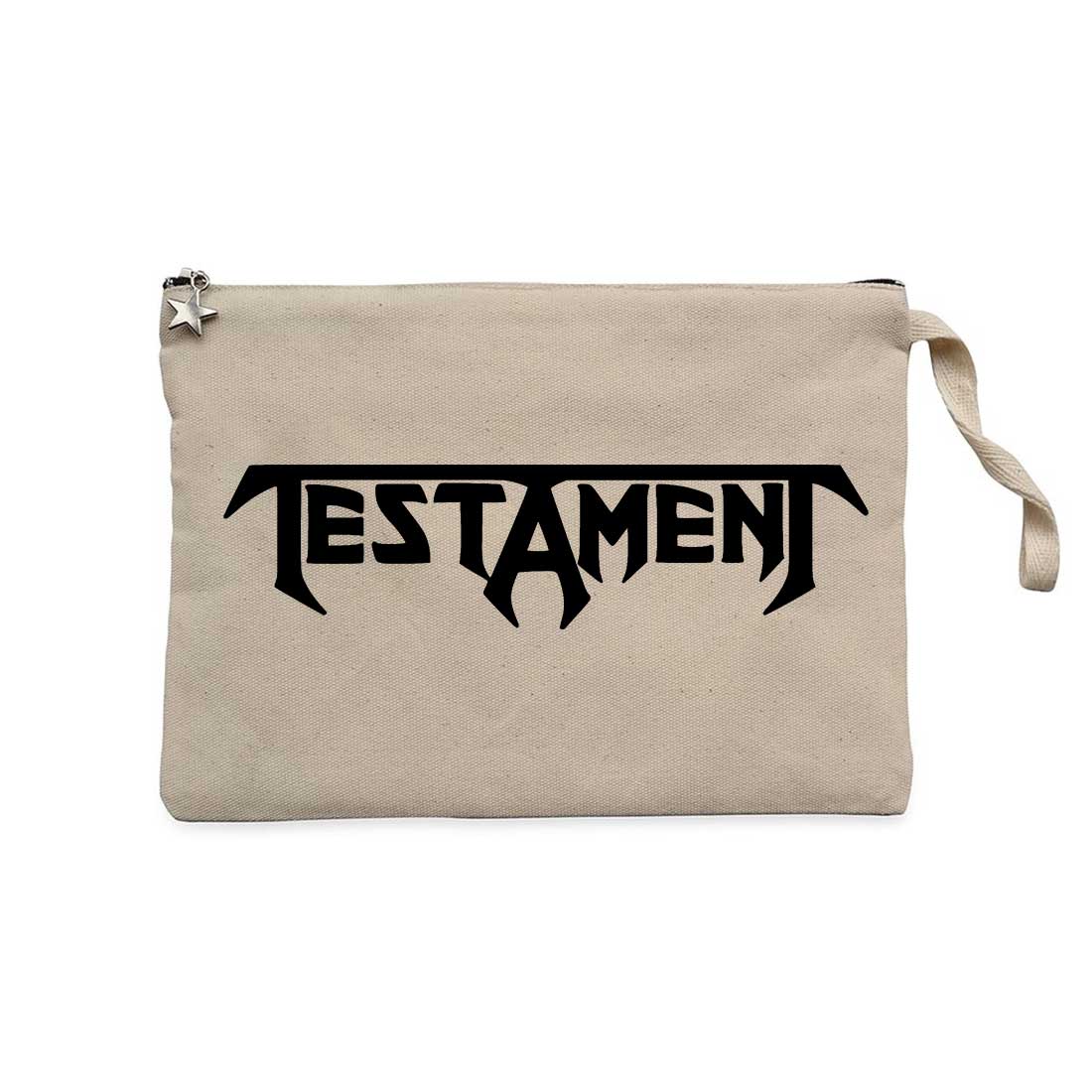 Testament Logo Text Krem Clutch Astarlı Cüzdan / El Çantası