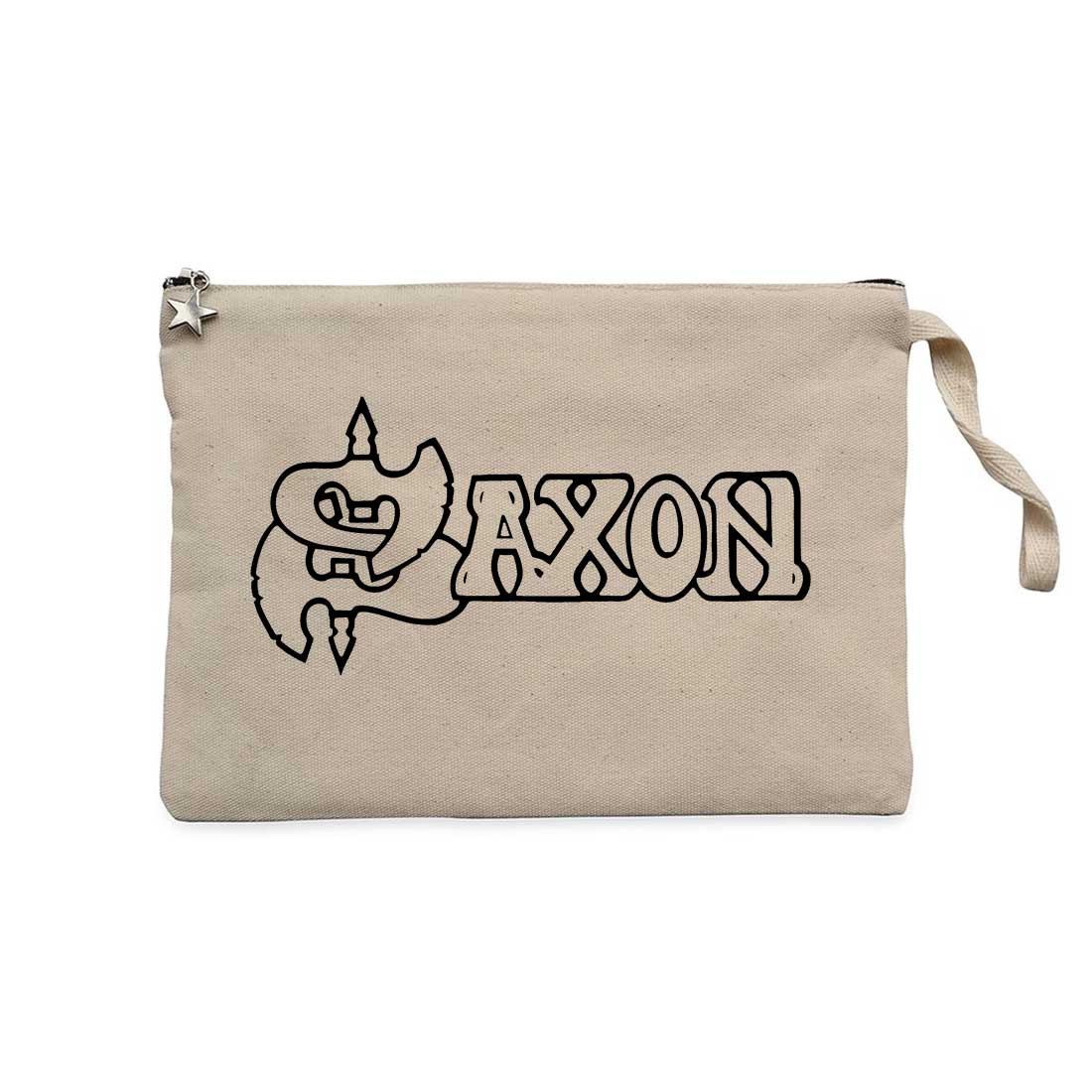 Saxon Logo Text Krem Clutch Astarlı Cüzdan / El Çantası