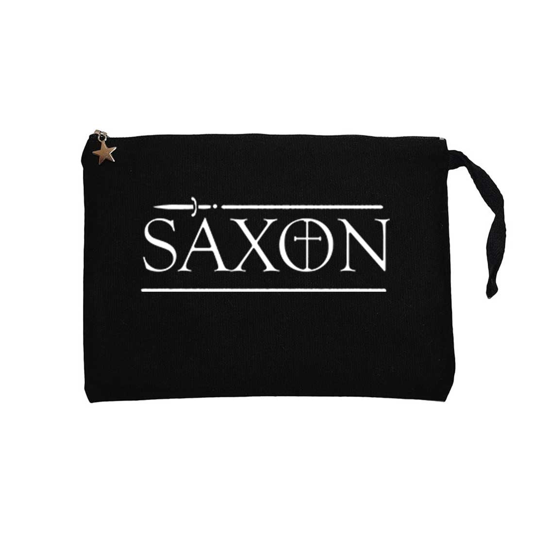 Saxon Logo Siyah Clutch Astarlı Cüzdan / El Çantası