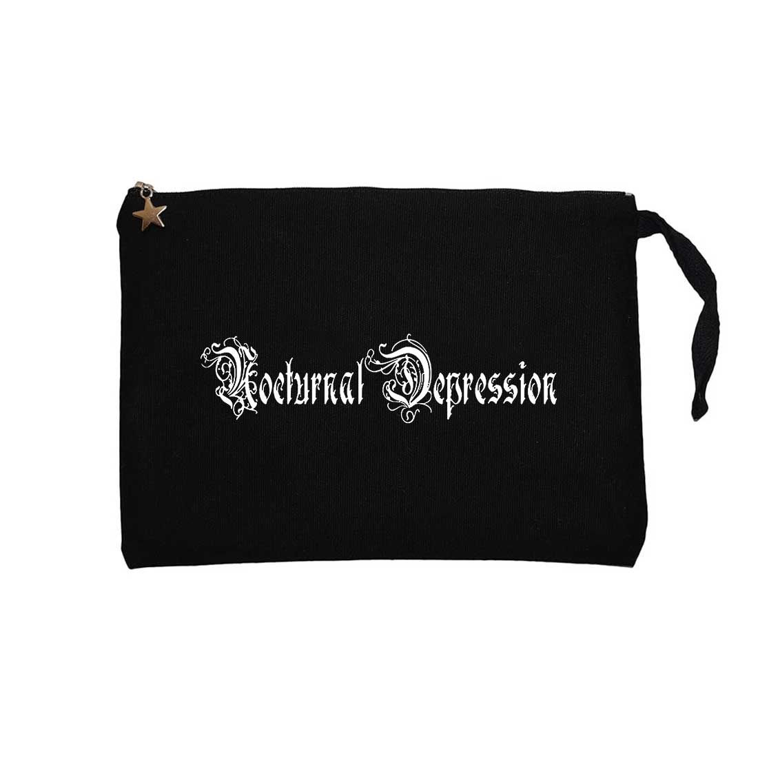 Nocturnal Depression Text White Siyah Clutch Astarlı Cüzdan / El Çantası