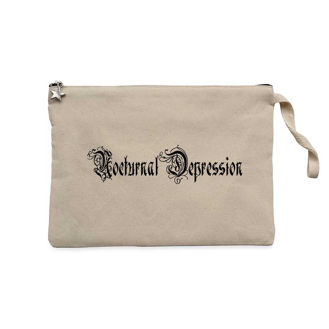 Nocturnal Depression Text Krem Clutch Astarlı Cüzdan / El Çantası