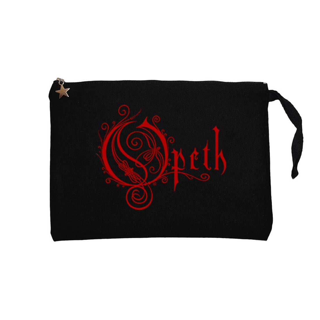 Opeth Red Text Siyah Clutch Astarlı Cüzdan / El Çantası