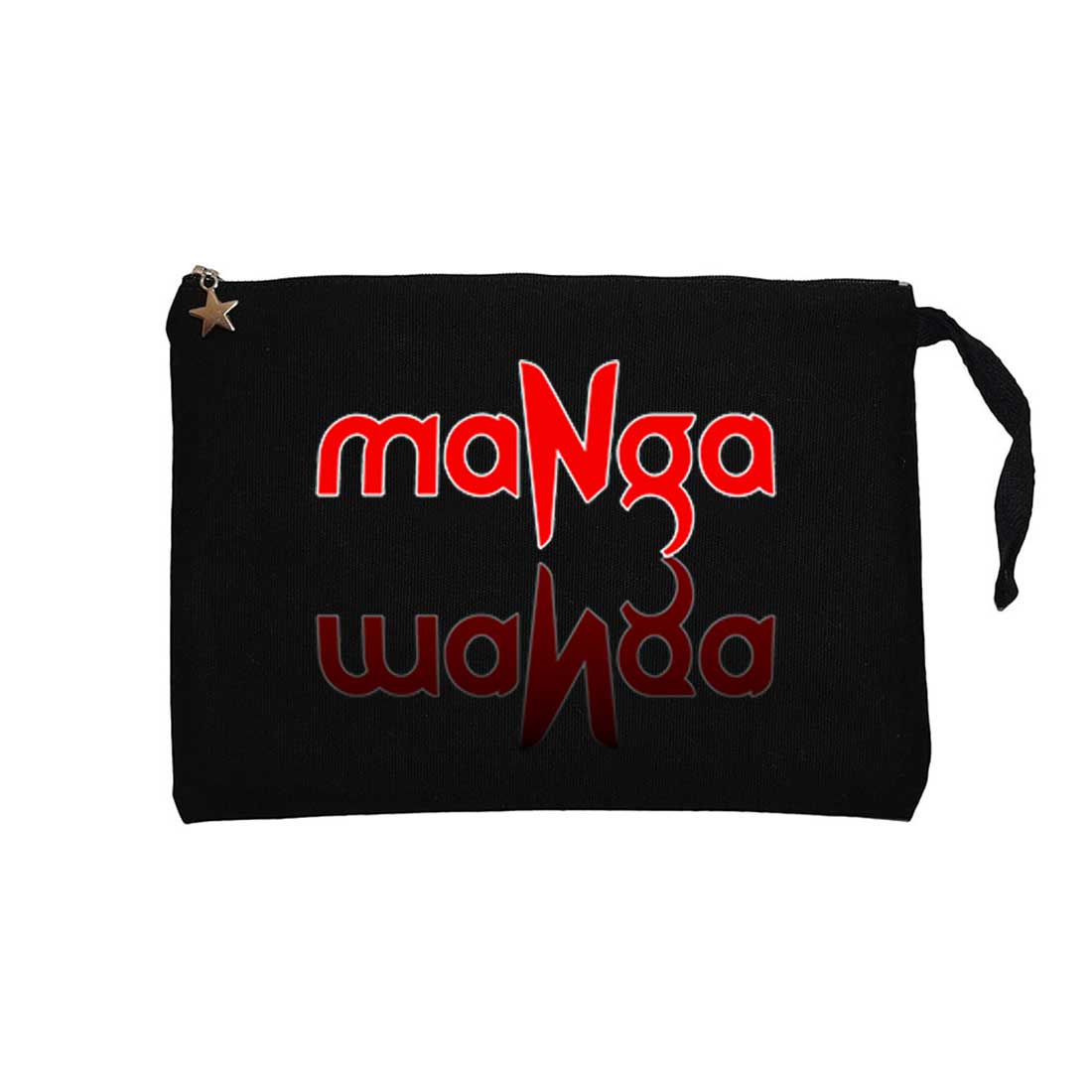 MaNga Yazı Yansıması Siyah Clutch Astarlı Cüzdan / El Çantası