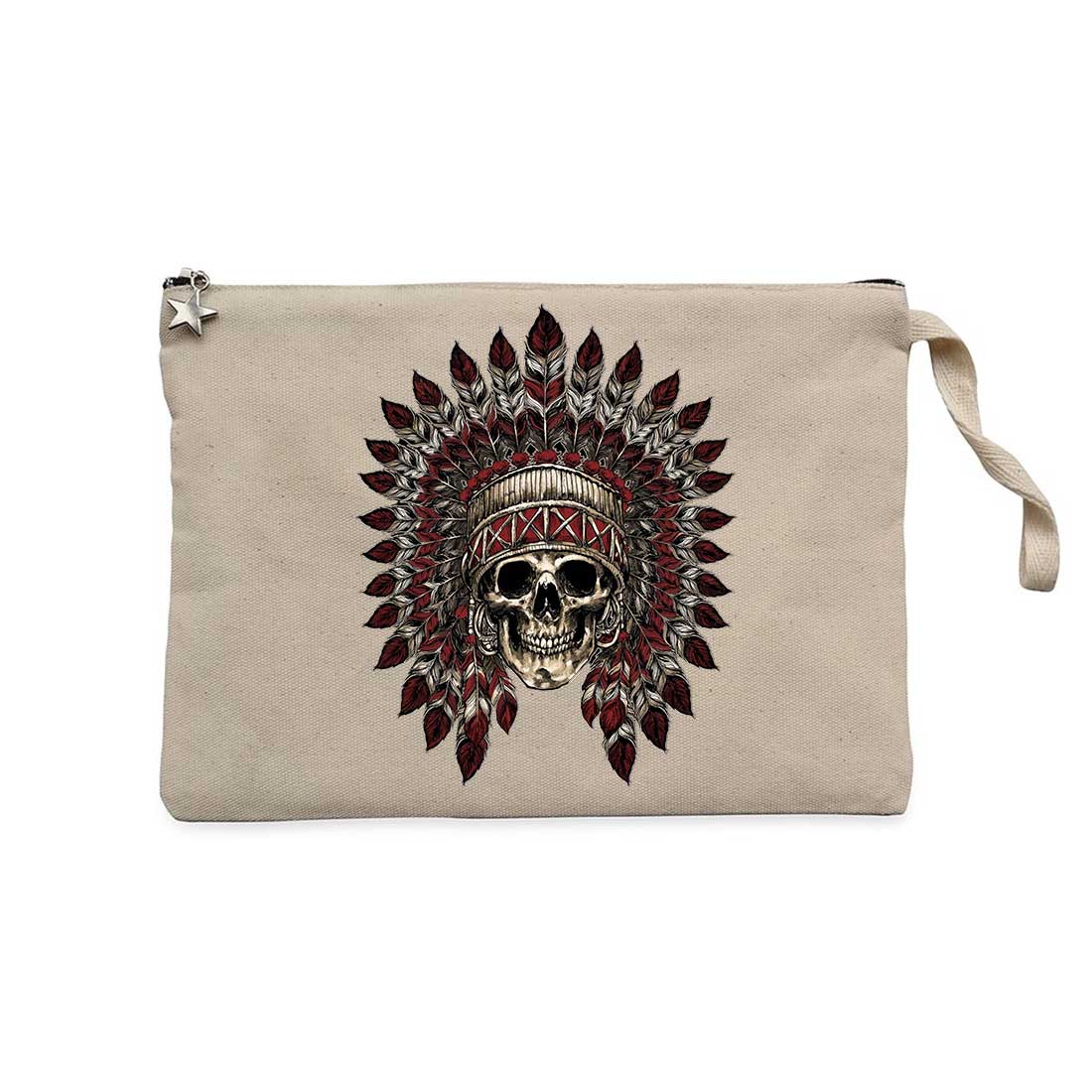 Kızıldereli Skull Apache Krem Clutch Astarlı Cüzdan / El Çantası