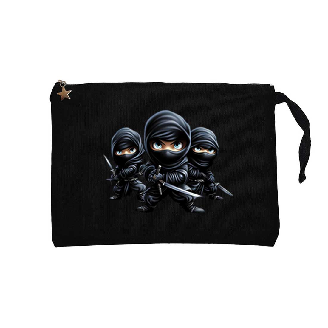 Childrens Ninjalar Siyah Clutch Astarlı Cüzdan / El Çantası