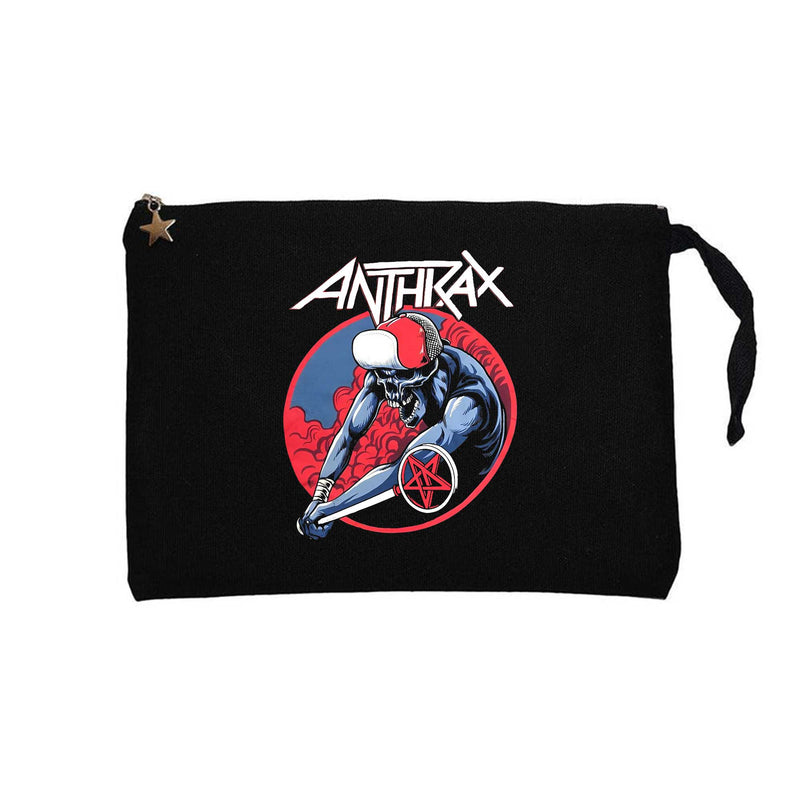 Anthrax Pentegram Siyah Clutch Astarlı Cüzdan / El Çantası