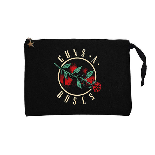 Guns N Roses Flower Siyah Clutch Astarlı Cüzdan / El Çantası