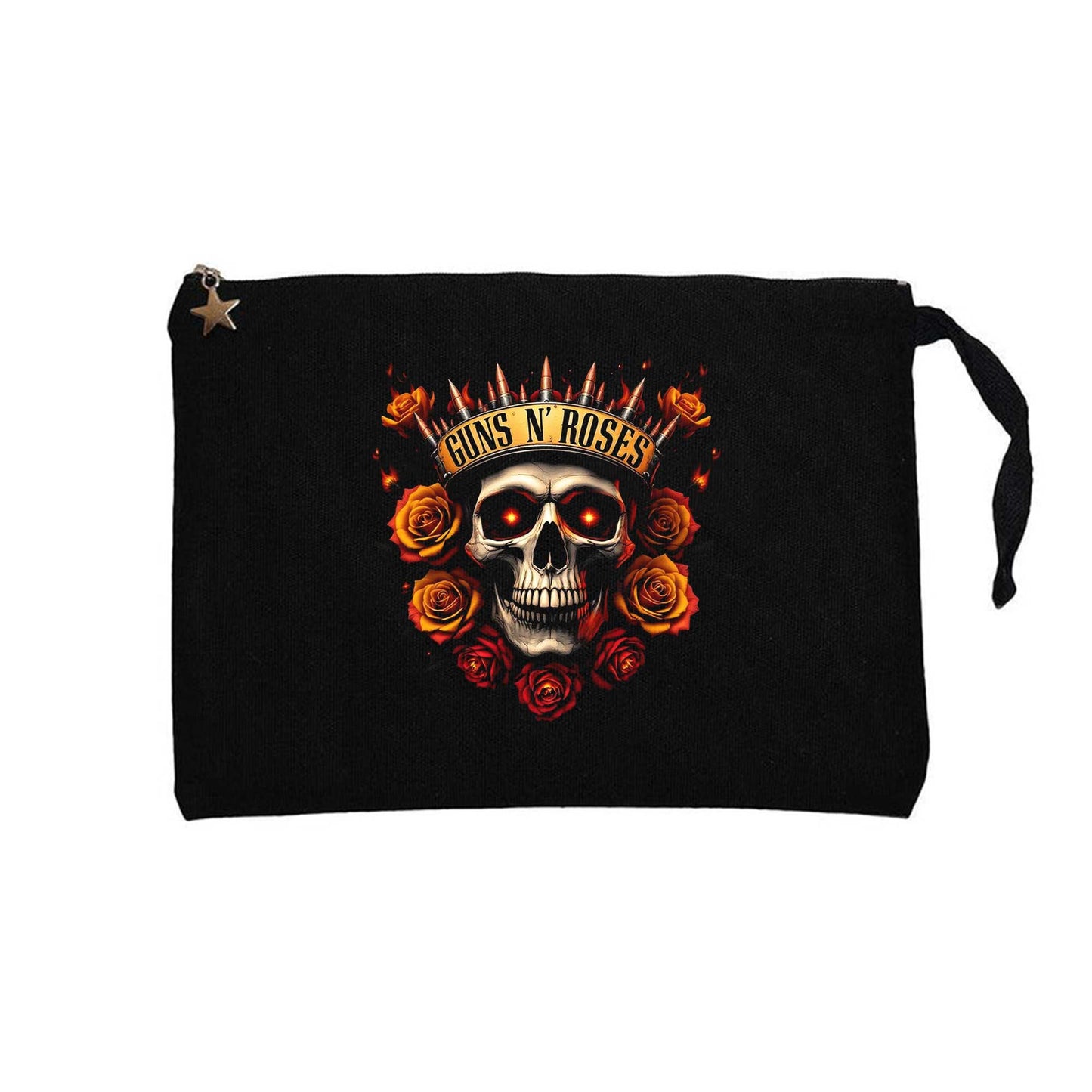 Guns N Roses Skull Bullet Siyah Clutch Astarlı Cüzdan / El Çantası