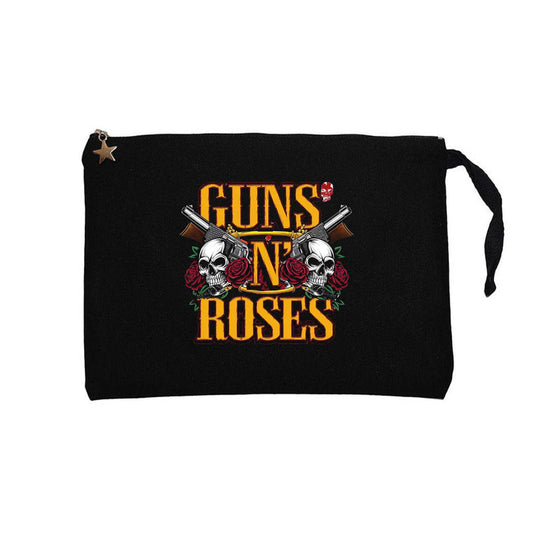Guns N Roses Text Skull Siyah Clutch Astarlı Cüzdan / El Çantası